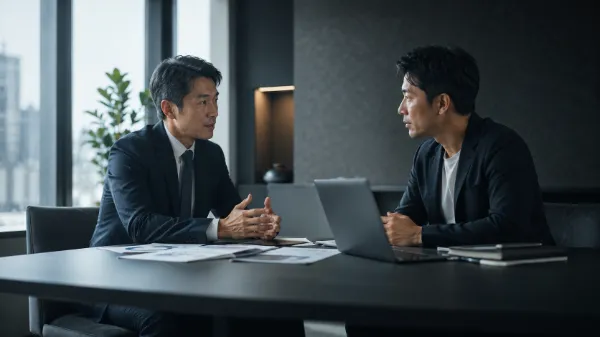 商談する二人のビジネスパーソン